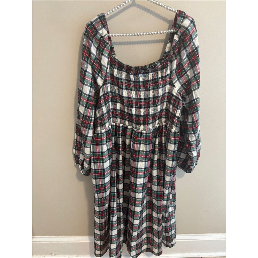 NEW Lane Bryant holiday Plaid Smocked top midi Dress size 18/20